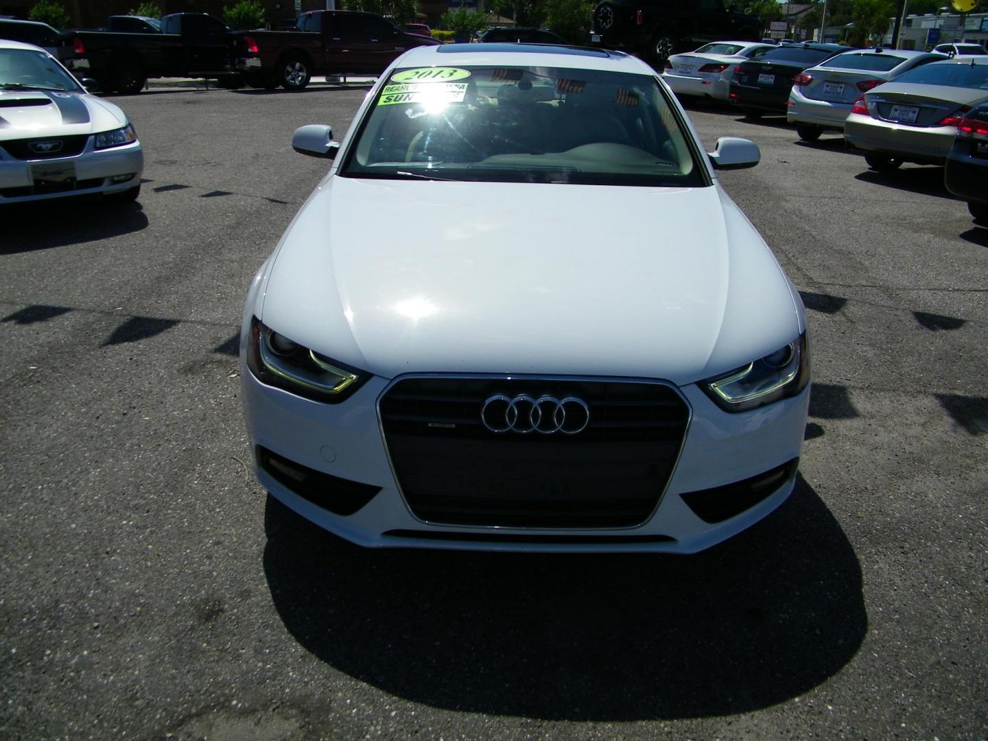 2013 White /Beige Audi A4 2.0T Premium Sedan quattro (WAUKFAFL9DA) with an 2.0L L4 DOHC 16V TURBO engine, AUTOMATIC transmission, located at 4000 Bee Ridge Road, Sarasota, FL, 34233, (941) 926-0300, 27.298664, -82.489151 - Photo#1