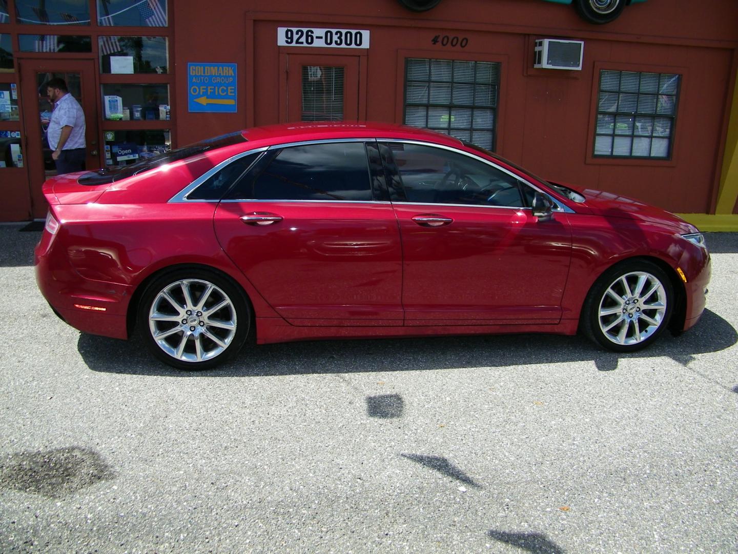 2014 Red /Beige Lincoln MKZ FWD (3LN6L2G93ER) with an 2.0L L4 DOHC 16V engine, 6-Speed Automatic transmission, located at 4000 Bee Ridge Road, Sarasota, FL, 34233, (941) 926-0300, 27.298664, -82.489151 - Photo#22