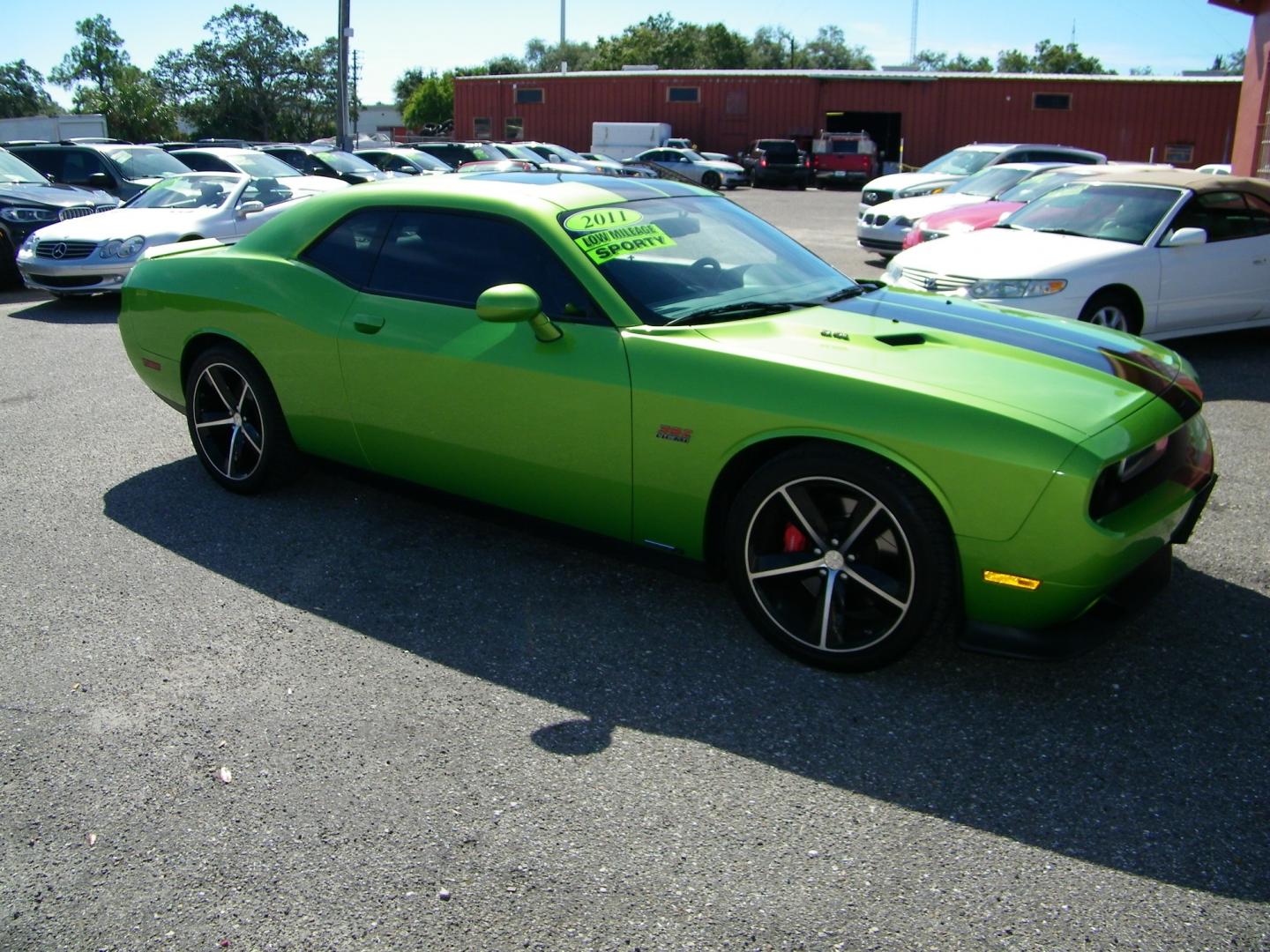 2011 Green /Black Dodge Challenger SRT8 (2B3CJ7DJ9BH) with an 6.4L V8 OHV 16V engine, 5-Speed Automatic transmission, located at 4000 Bee Ridge Road, Sarasota, FL, 34233, (941) 926-0300, 27.298664, -82.489151 - Photo#7