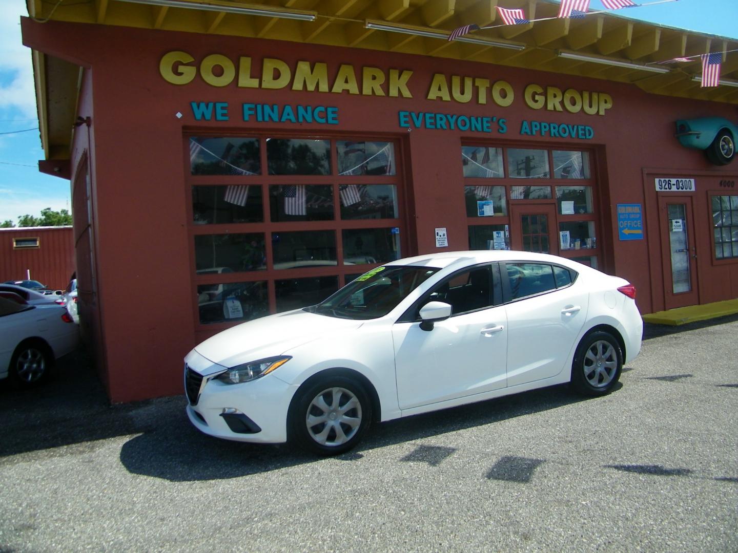 2015 White /Beige Mazda MAZDA3 iSport (3MZBM1U79FM) with an 2.0L I4 engine, Automatic transmission, located at 4000 Bee Ridge Road, Sarasota, FL, 34233, (941) 926-0300, 27.298664, -82.489151 - Photo#0