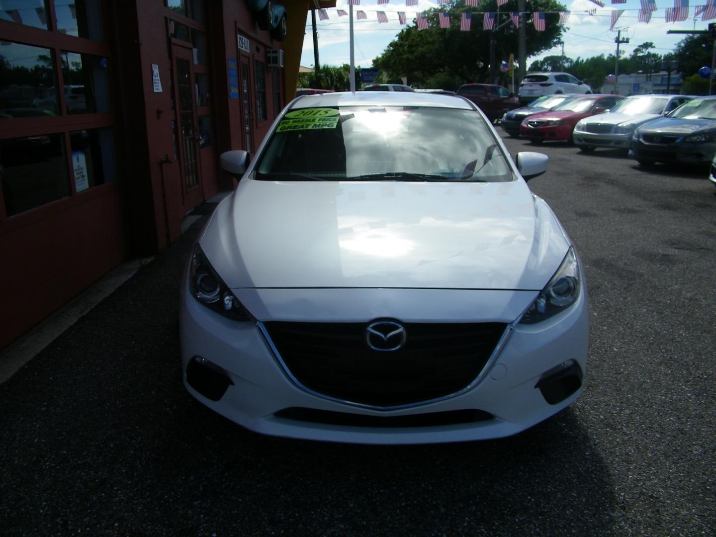 2015 White /Beige Mazda MAZDA3 iSport (3MZBM1U79FM) with an 2.0L I4 engine, Automatic transmission, located at 4000 Bee Ridge Road, Sarasota, FL, 34233, (941) 926-0300, 27.298664, -82.489151 - Photo#1