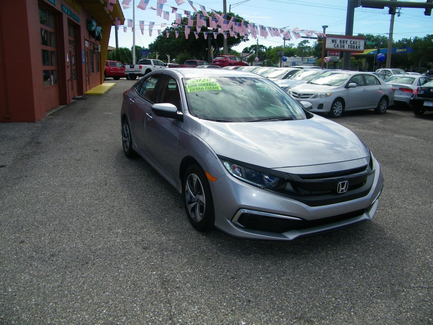 2020 Silver /Grey Honda Civic LX (2HGFC2F67LH) with an 2.0L I4 engine, Automatic transmission, located at 4000 Bee Ridge Road, Sarasota, FL, 34233, (941) 926-0300, 27.298664, -82.489151 - Photo#2